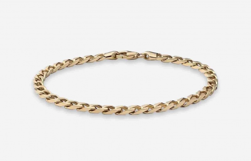 Oliver Cabell 4mm Cuban Chain Armband Heren Goud | Nederland-875912