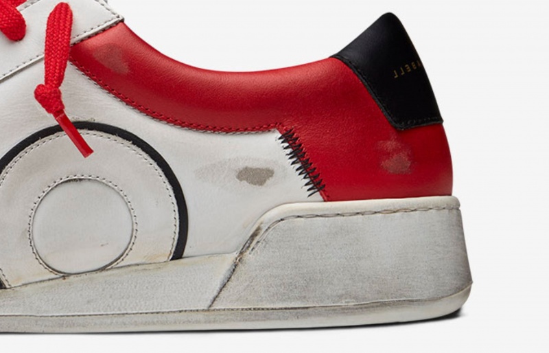 Oliver Cabell Court Sneakers Heren Wit Rood | Nederland-714859