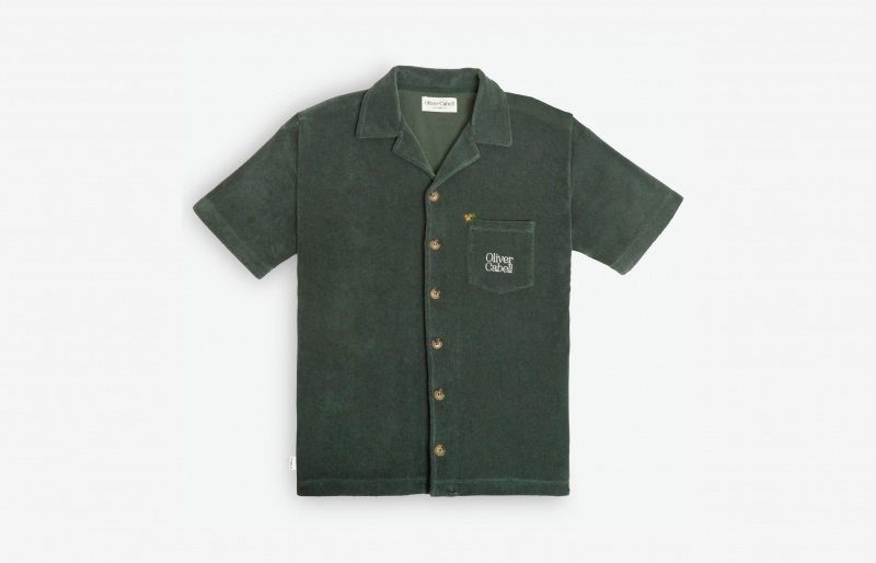 Oliver Cabell LA Capsule Terry Cloth Button-Up Overhemd Heren Groen | Nederland-921876