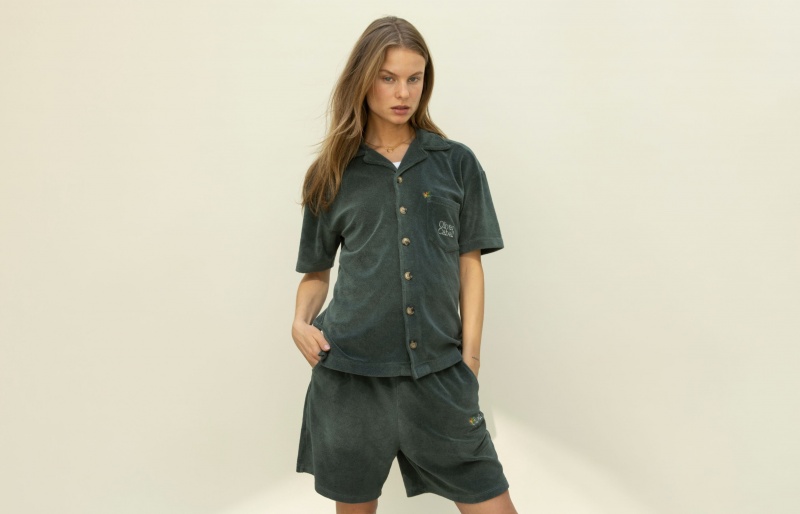 Oliver Cabell LA Capsule Terry Cloth Button-Up Overhemd Dames Groen | Nederland-015926