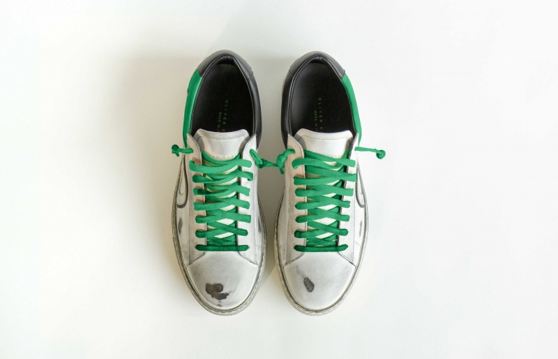 Oliver Cabell Low 1 Sneakers Dames Wit Groen | Nederland-356140