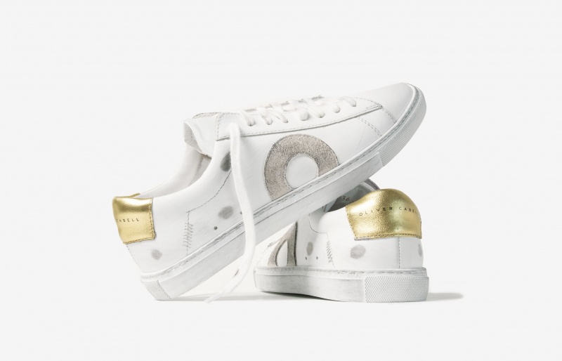 Oliver Cabell Low 1 Sneakers Dames Wit Goud | Nederland-025867